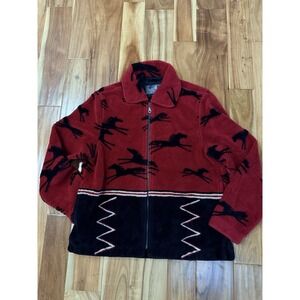 Tsunami Jacket Womens Small Red Black Fleece Full Zip Running Horse Western
